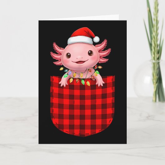 Axolotl Buffalo Red Plaid Cket Christmas Funny Men Kaart (Voorkant)
