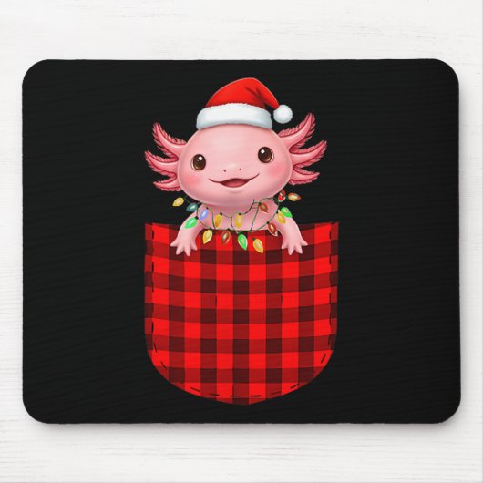 Axolotl Buffalo Red Plaid Cket Christmas Funny Men Muismat (Voorkant)