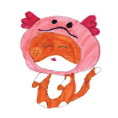 Axolotl Cat Cartoon Schattige Schattig Sweet Sleutelhanger