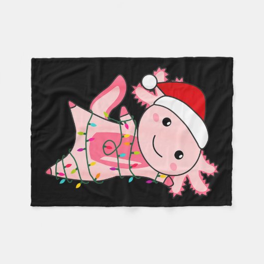 Axolotl Christmas Fairy Light Christmas Axolotl  Fleece Deken (Voorkant (Horizontaal))