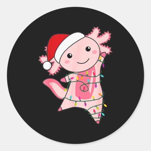 Axolotl Christmas Fairy Light Christmas Axolotl  Ronde Sticker (Voorkant)