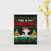 Axolotl Christmas Santa Hat Pajama Shirt Axolotl L Kaart (Gele Bloem)