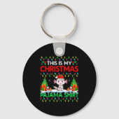 Axolotl Christmas Santa Hat Pajama Shirt Axolotl L Sleutelhanger (Voorkant)