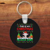 Axolotl Christmas Santa Hat Pajama Shirt Axolotl L Sleutelhanger (Voorkant)