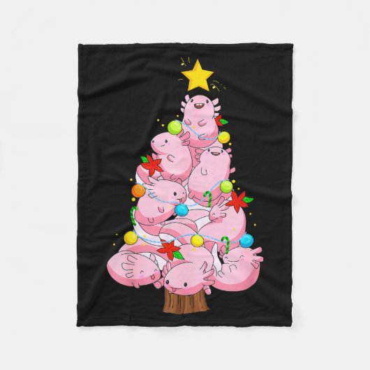 Axolotl Christmas Tree Ornament Fish Axolotl Anima Fleece Deken (Voorkant)