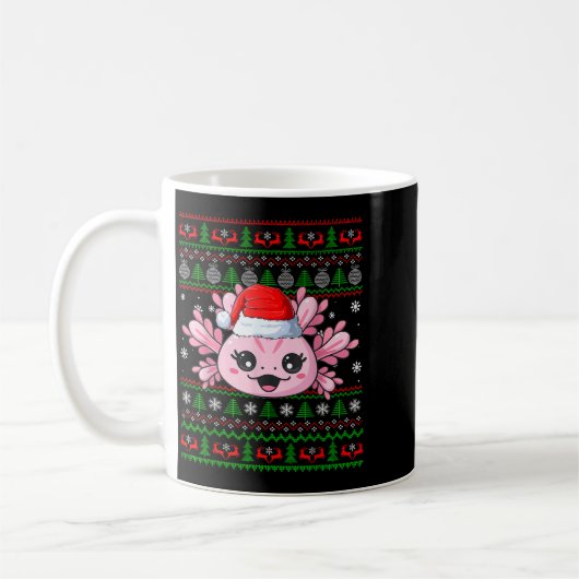 Axolotl Christmas Ugly Sweater Santa Axolotl Head  Koffiemok (Links)
