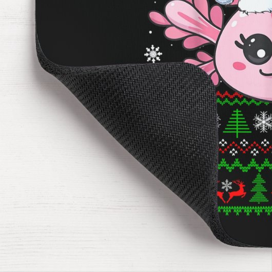 Axolotl Christmas Ugly Sweater Santa Axolotl Head Muismat (Hoek)