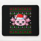 Axolotl Christmas Ugly Sweater Santa Axolotl Head Muismat (Voorkant)