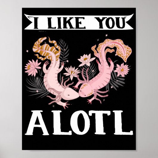 Axolotl Couple Friends I vind je een lol Kawaii Poster (Voorkant)
