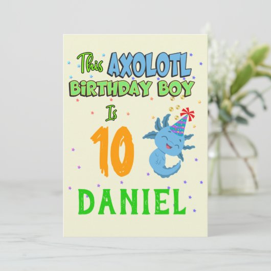 Axolotl Custom Birthday Boy Matching Kaart (Staand voorkant)