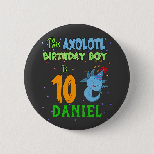 Axolotl Custom Birthday Boy Matching Ronde Button 5,7 Cm (Voorkant)