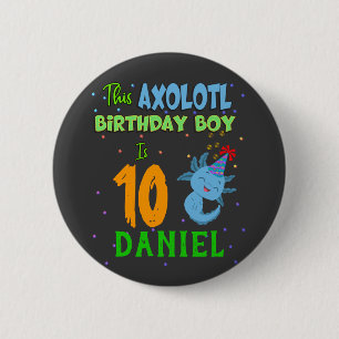 Axolotl Custom Birthday Boy Matching  Ronde Button 5,7 Cm