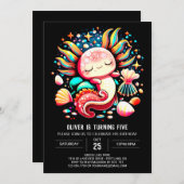 Axolotl Custom Waterverf Verjaardag Kaart (Voorkant / Achterkant)