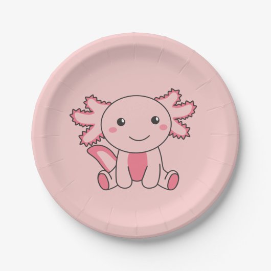 Axolotl Cute Animals Kawaii Anime Funny Axolotl Papieren Bordje (Voorkant)