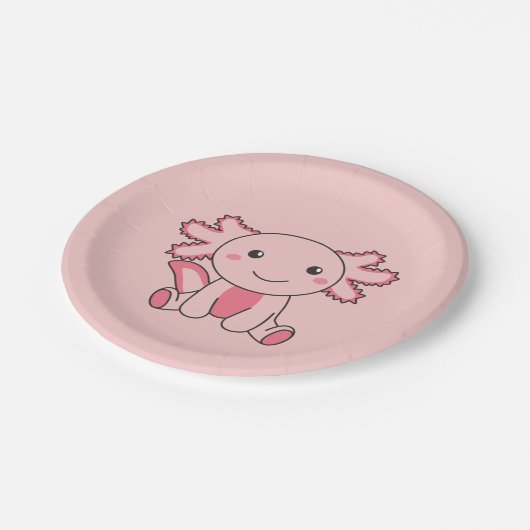 Axolotl Cute Animals Kawaii Anime Funny Axolotl Papieren Bordje (Gekanteld)