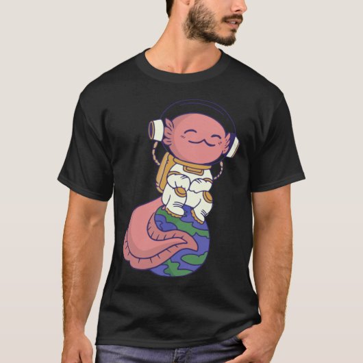 axolotl cute funny axolotl lover earth space space t-shirt (Voorkant)