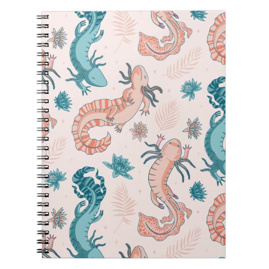 Axolotl Cute Pattern Kawaii Animal Notitieboek (Voorkant)