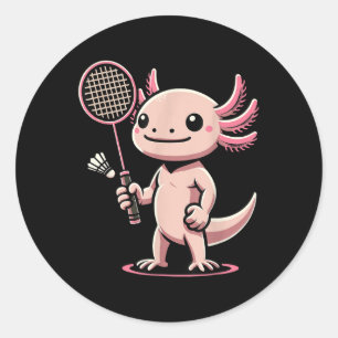 Axolotl die badminton speelt Speler Shuttle Sport Ronde Sticker