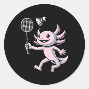 Axolotl die badminton speelt Speler Shuttle Sport Ronde Sticker