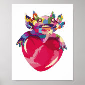Axolotl dier en hart poster (Voorkant)