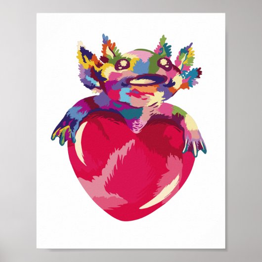 Axolotl dier en hart poster (Voorkant)