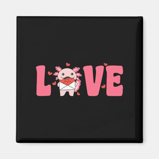 Axolotl Dieren Met Harten Liefde Premium Tri-blend Magneet (Voorkant)