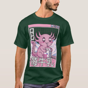 Axolotl Drink aardbeienmelk Japan Otaku Anime T-shirt
