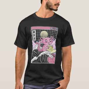 Axolotl Drink Banana Milk Kanagawa Wave Anime V T-shirt