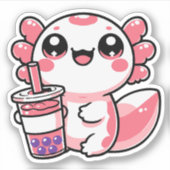 Axolotl Drink Bubble Tea Vinyl Stickers (Voorkant)