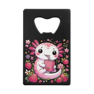 Axolotl Drink Japanse aardbeienmelk Creditkaart Flessenopener