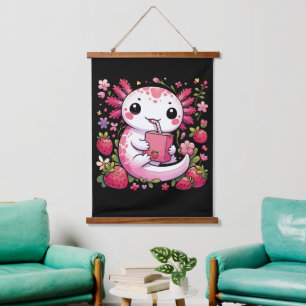 Axolotl Drink Japanse aardbeienmelk Hangend Wandkleed