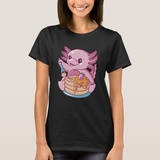 Axolotl Eating Pancakes Cute T-shirt (Voorkant)