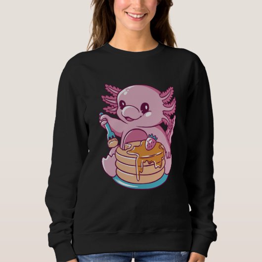 Axolotl Eating Pancakes Cute Trui (Voorkant)