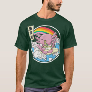 Axolotl Eating Ramen Japan Waves Anime Vaporwave K T-shirt