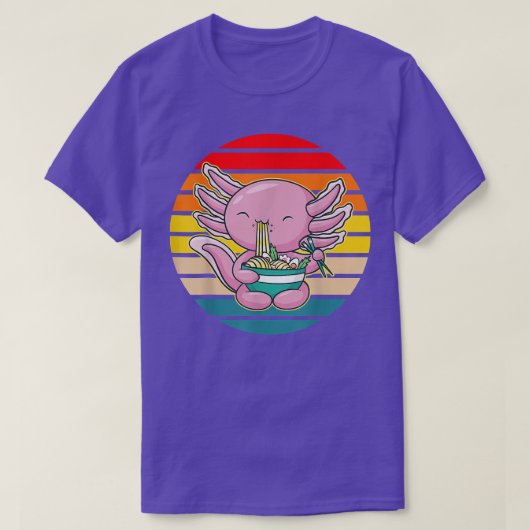 Axolotl Eating Ramen Kawaii Anime Japanese Food Ki T-shirt (Design voorkant)