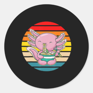 Axolotl Eating Ramen Kawaii Anime Japanse Food Ki Ronde Sticker
