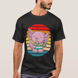 Axolotl Eating Ramen Kawaii Anime Japanse Food Ki T-shirt