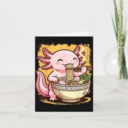 Axolotl Eating Ramen Noodles Kaart (Voorkant)