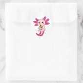 Axolotl Eating Ramen Noodles Kawaii Anime Classic Ronde Sticker (Tas)