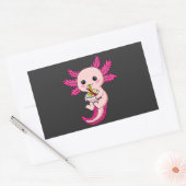 Axolotl Eating Ramen Noodles Kawaii Anime Rechthoekige Sticker (Envelop)