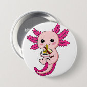 Axolotl Eating Ramen Noodles Kawaii Anime Round Bu Ronde Button 7,6 Cm (Voorkant /achterkant)