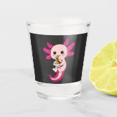 Axolotl Eating Ramen Noodles Kawaii Anime Shot Glas (Voorkant)