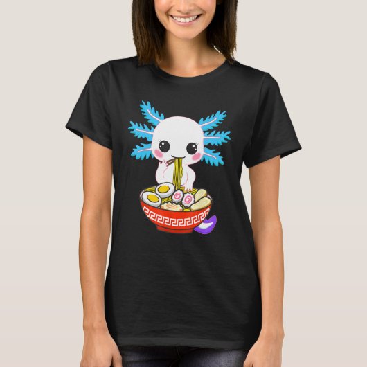 Axolotl Eating Ramen Noodles Kinder Meisjes Tiener T-shirt (Voorkant)