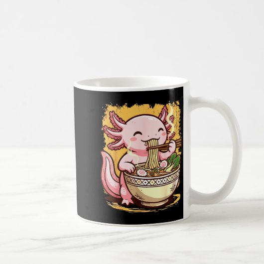 Axolotl Eating Ramen Noodles  Koffiemok (Rechts)