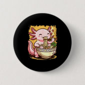 Axolotl Eating Ramen Noodles Ronde Button 5,7 Cm (Voorkant)