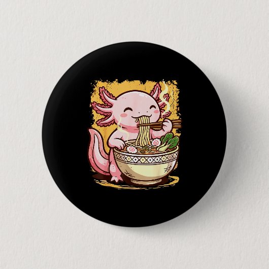 Axolotl Eating Ramen Noodles Ronde Button 5,7 Cm (Voorkant)