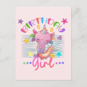 Axolotl Eenhoorn Verjaardagsfeestje Thema Kleurrij Briefkaart (Voorkant)