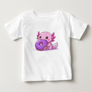 Axolotl eet paarse donuts. baby