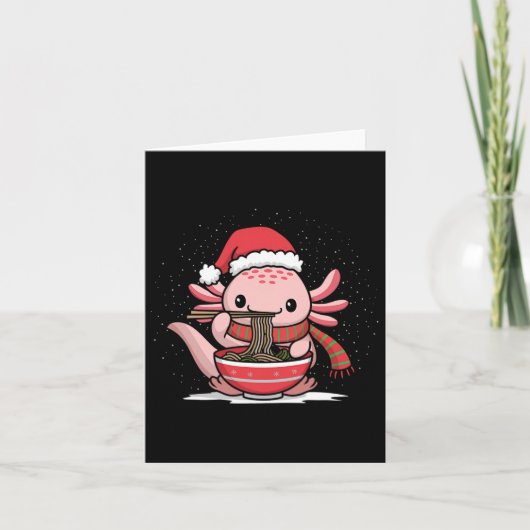Axolotl eet Ramen Kerst Pyjama Dier Japan Kaart (Voorkant)