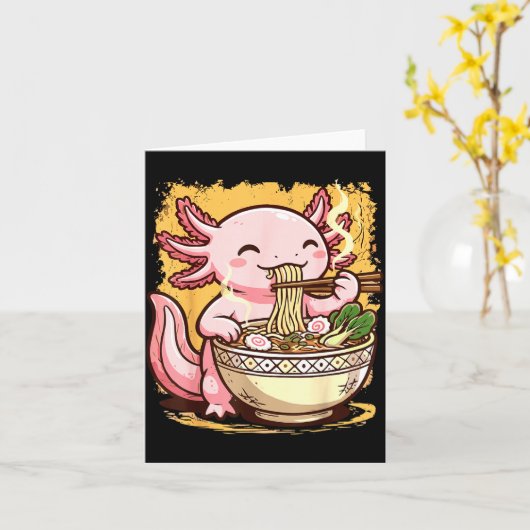 Axolotl eet Ramen Noedels  Kaart (Gele Bloem)